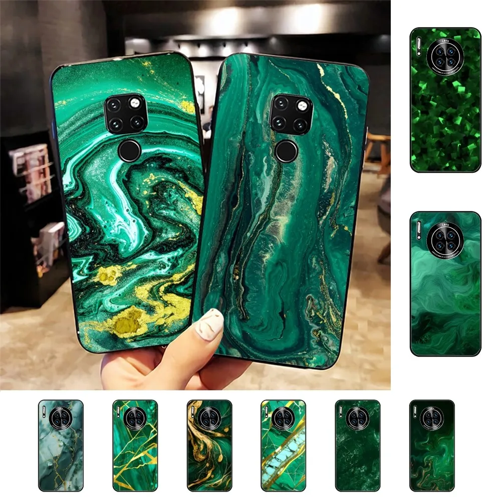 Emerald Green Jade Stone Pattern Phone Case For Huawei Mate 10 20 30 40 50 lite pro Nova 3 3i 5 6 SE 7 pro 7SE