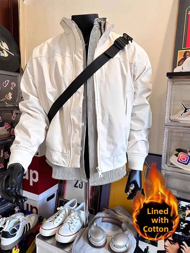 

Cleanfit Men's ort Cotton-Padded Jaet Stand Collar Waterproof Autumn Winter Faion Casual Warm Thi Zipper Closure Coat