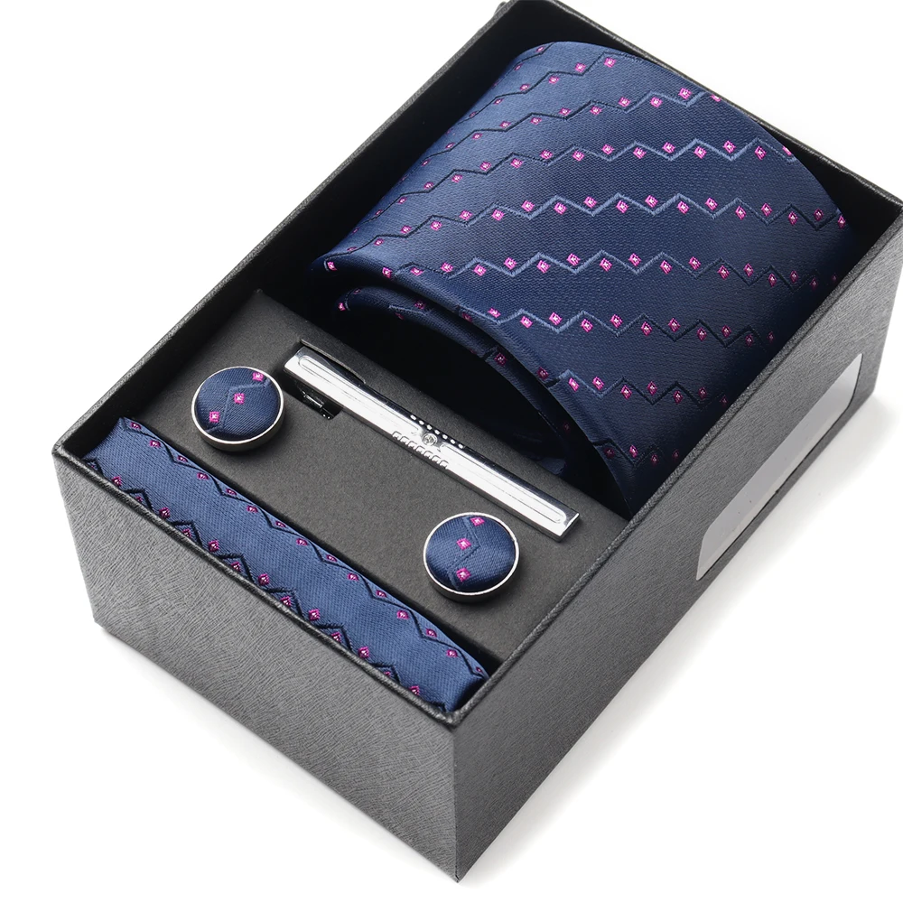 Pocket Square Cufflinks Set Tie Set Box for Men, Gift Box