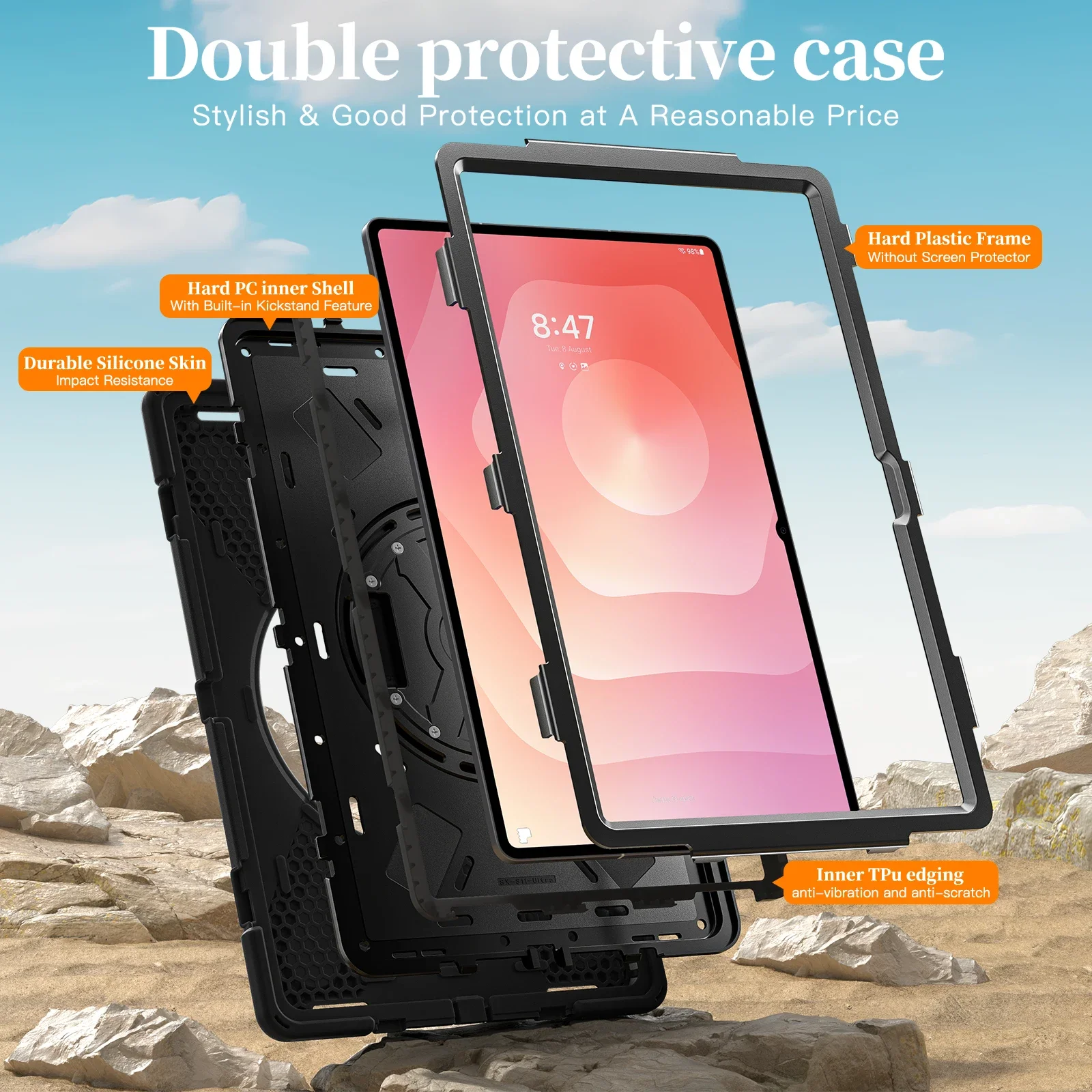 Shockproof Stand Case For Samsung Galaxy Tab S11 Ultra 2025 SM-X930/ X936/ X936B With Shoulder Strap Palm Band Armored Cover