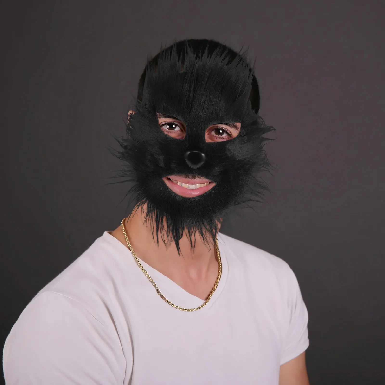

2Pcs Realistic Wolf Mask Set Gentleman Style Facial Hair Costume Accessory for Cosplay Theater Halloween Masquerade Party