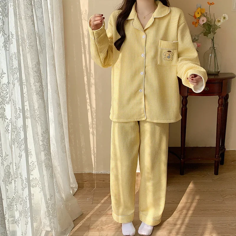 Cartoon Sanrio pudding dog women\'s pajamas long-sleeved trousers casual two-piece set pajamas women\'s winter new loungewear set