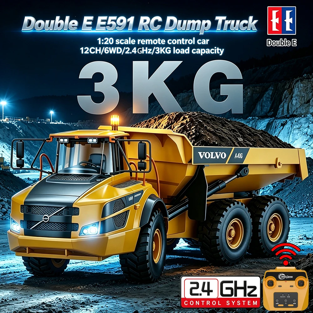 Double E E591 RC Muldenkipper 1:20 RC Traktor-LKW Raupenfahrzeug 2.4G Baufahrzeug Ferngesteuertes Auto Kinderspielzeug Geburtstagsgeschenke