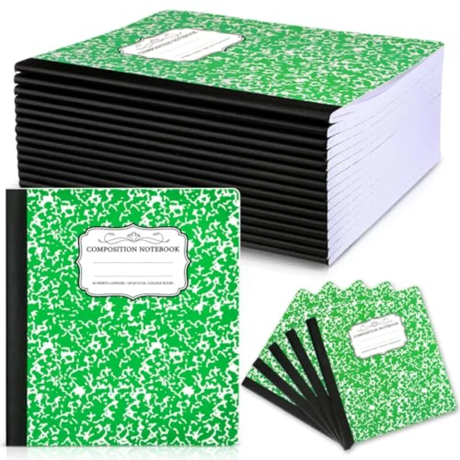 

20 Pack Composition Notebooks Wide Ruled Paper 7-1/2" x 9-3/4" Marble Hard Covers 60 Sheets Composition Notebooks Bulk for Stud