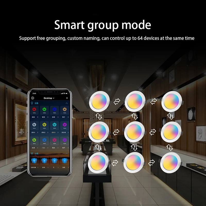 WIFI 5W LED Downlight 85-265V APP Control RGBCW Night Light Smart Home Luminaire Bluetooth Lamp Work for Alexa-Google Home
