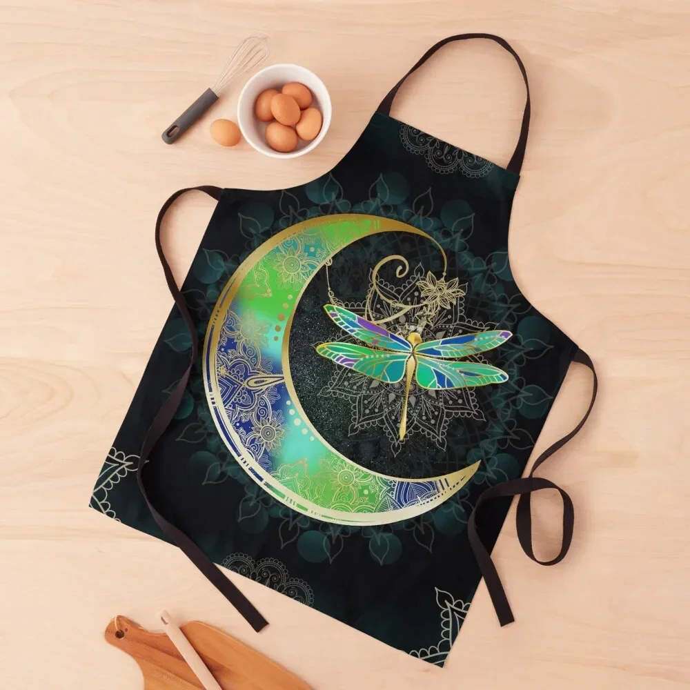 Dragonfly Mandala Love You To The Moon Apron For Kitchen Women Kids Kitchen Handle For Women Apron