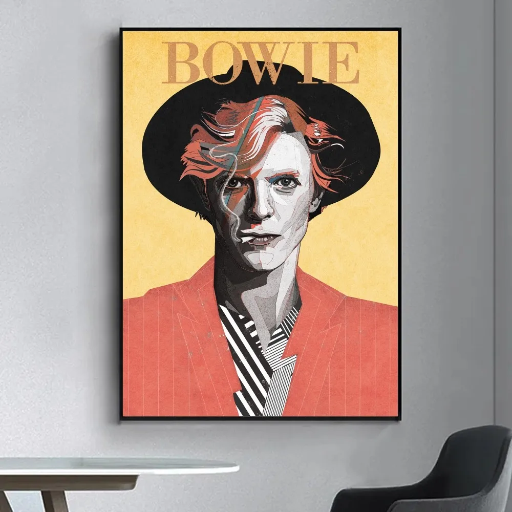 Rock D-David Singer-B-BowieS Poster Fancy Wall Sticker for Living Room Bar Vintage Decorative Painting Middle