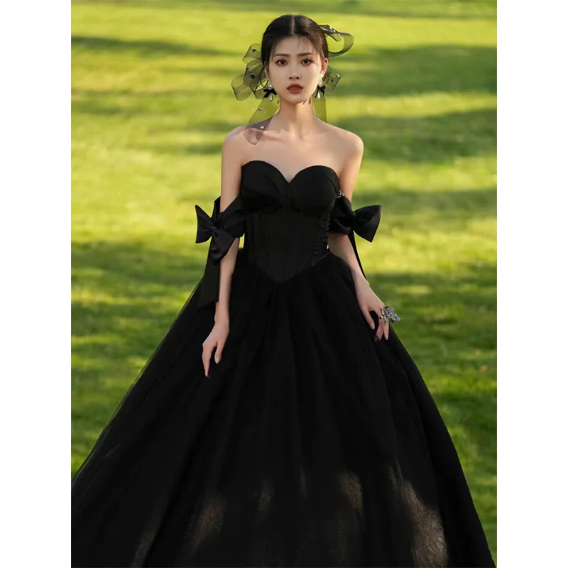 

Black Ball Gown Wedding Dresses Simple Tulle Vestido De Noiva Princesa 2023 New Sexy Strapless Long Vestidos De Novia Plus Size