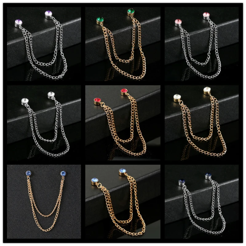 Koreanische Mode Quaste Kette Anstecknadeln Broschen für Frauen und Männer Strass Kristall Abzeichen Hemd Kragen Hochzeits feier Schmuck