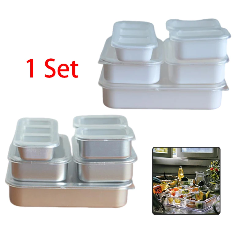 

1Set Kitchen Storage Box Tableware Decor 1/6 Dollhouse Mini Fresh Keeping Box Lunch Box Model Miniature Vegetable Preparation