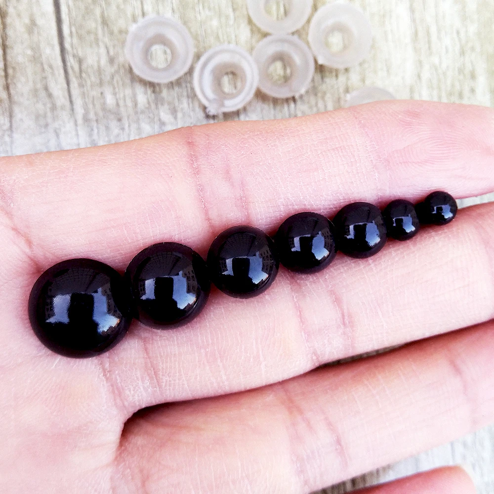 100 sztuk 8/10/12/14mm plastikowe oczy ochronne do zabawek Diy Mix rozmiar szydełkowe oko zwierzęce dla lalki akcesoria amigurumi