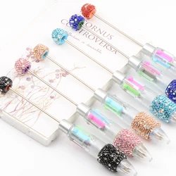 2/4pcs 150mm Rhinestone Beaded Pen Creative DIY Plastic Glitter Beaded Ball Pen Handmade Diy Jewelry Making Charms Accessories