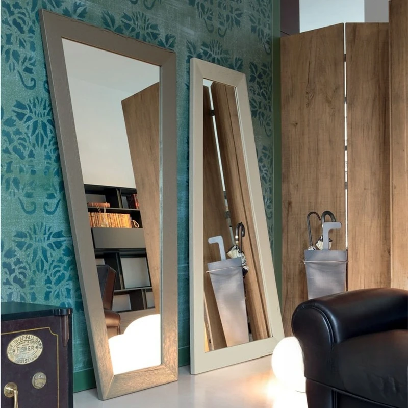 New Chinese-style full-length mirror wall-mounted triangular full-body mirror living room bedroom fitting mirror household wall-