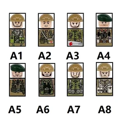 WW2 영국 육군 보병 탱크 군인 미니 피규어 빌딩 블록, 군사 낙하산 병기 무기 총 부품, 미니 브릭 장난감