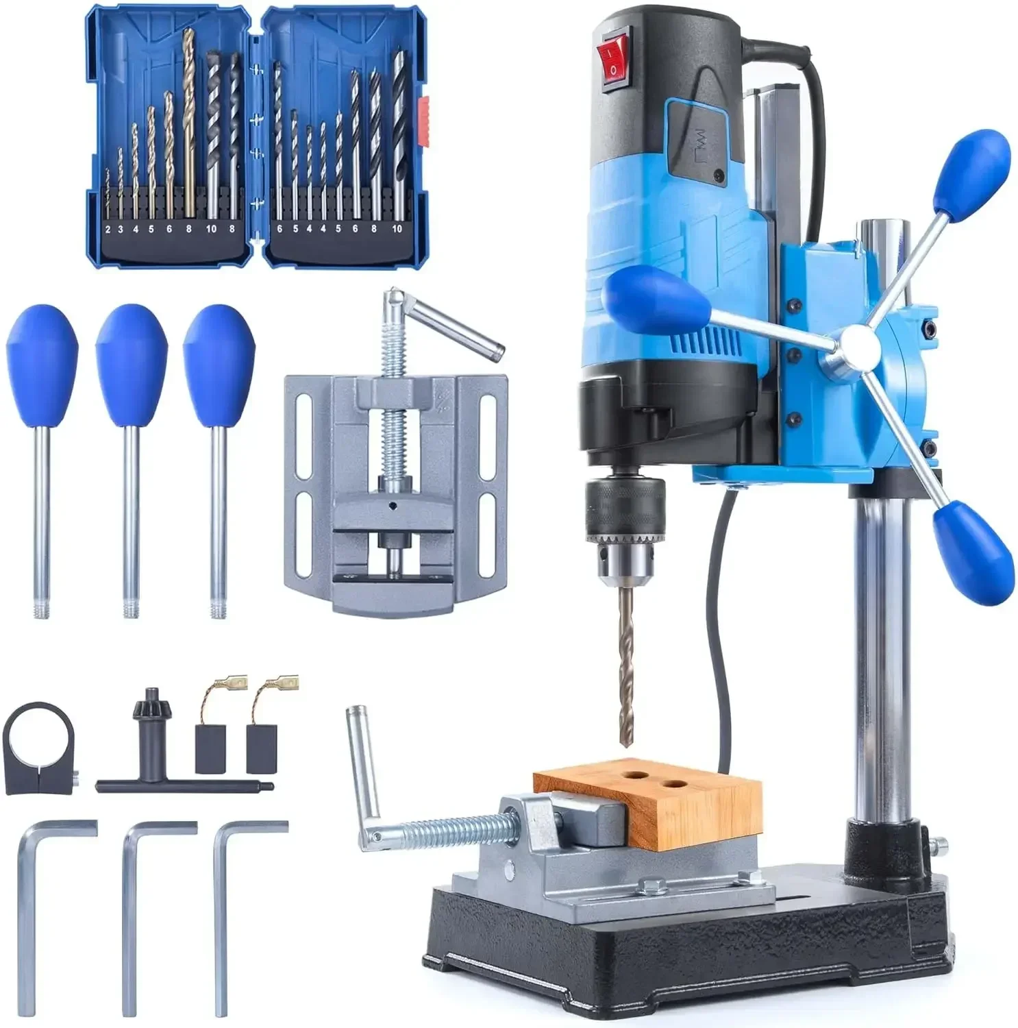 

Mini Benchtop Drill Press with 16 Pcs All-Material Drill Bit Kit, 1200W 6-Speed 2800RPM, 360° Omnidirectional Rotation, Rotary T