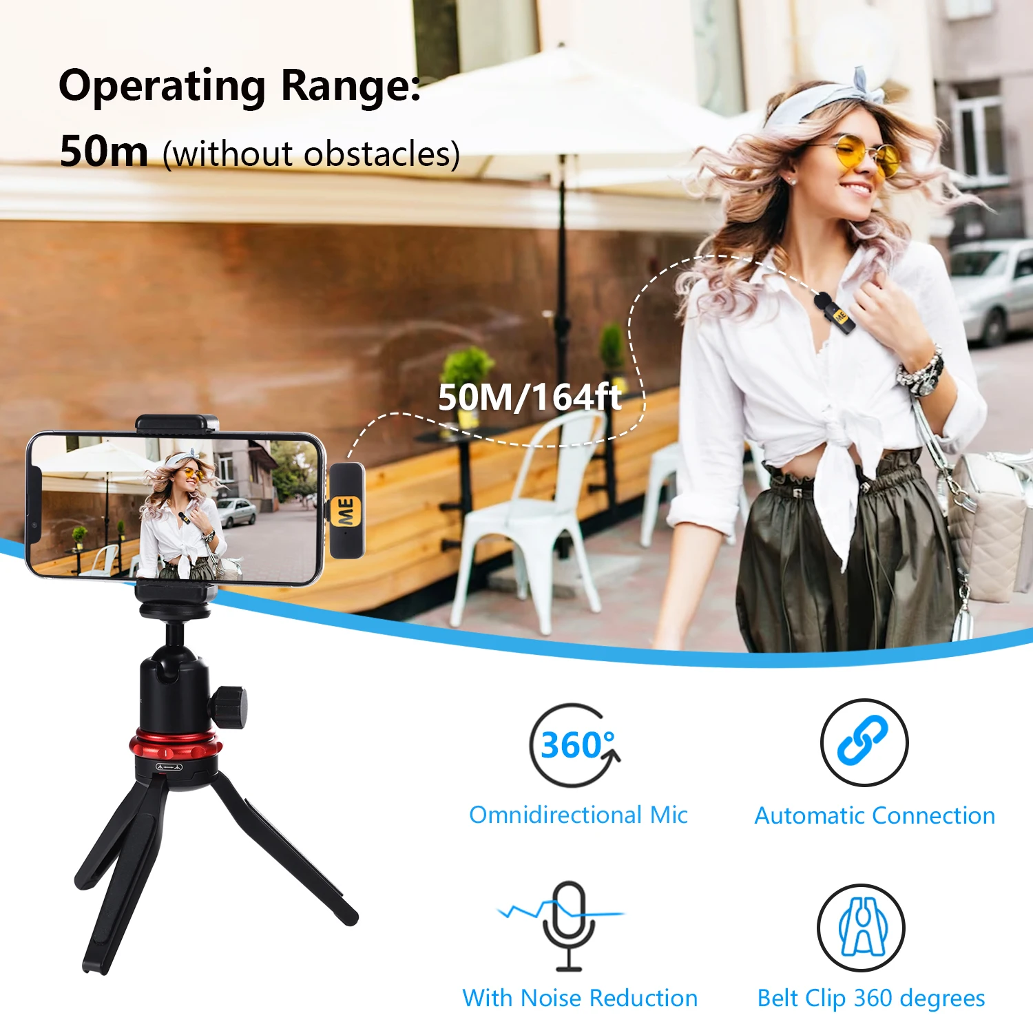 BOYA Wireless Lavalier Lapel Mini Microphone for iPhone iPad Android Phone Youtube Live Broadcast Recording Interview Vlog MIC-S