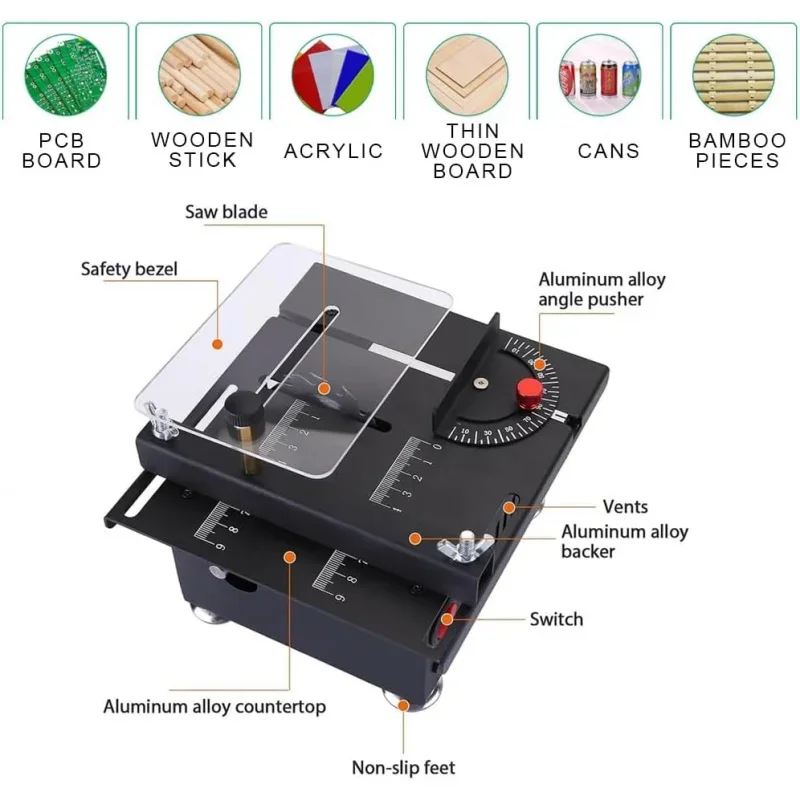 118Pcs Multi-functional ,Table Saw Crafts,Portable Electric Small Wood Cutting Desktop Cutter Engraving Machine,Mitre T