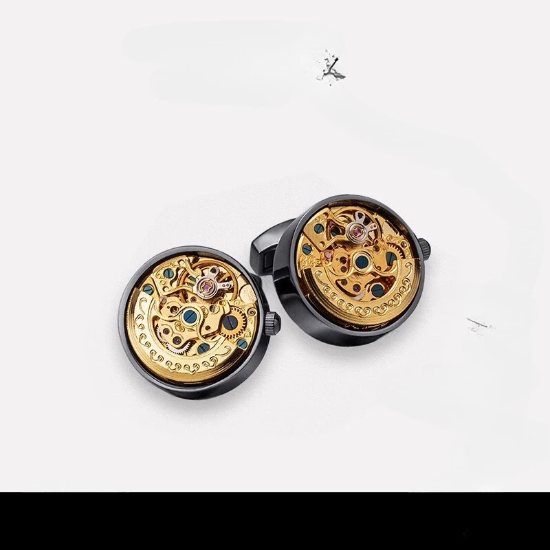 

Flywheel movement high-end French cufflinks, men's light luxury cuff shirt
