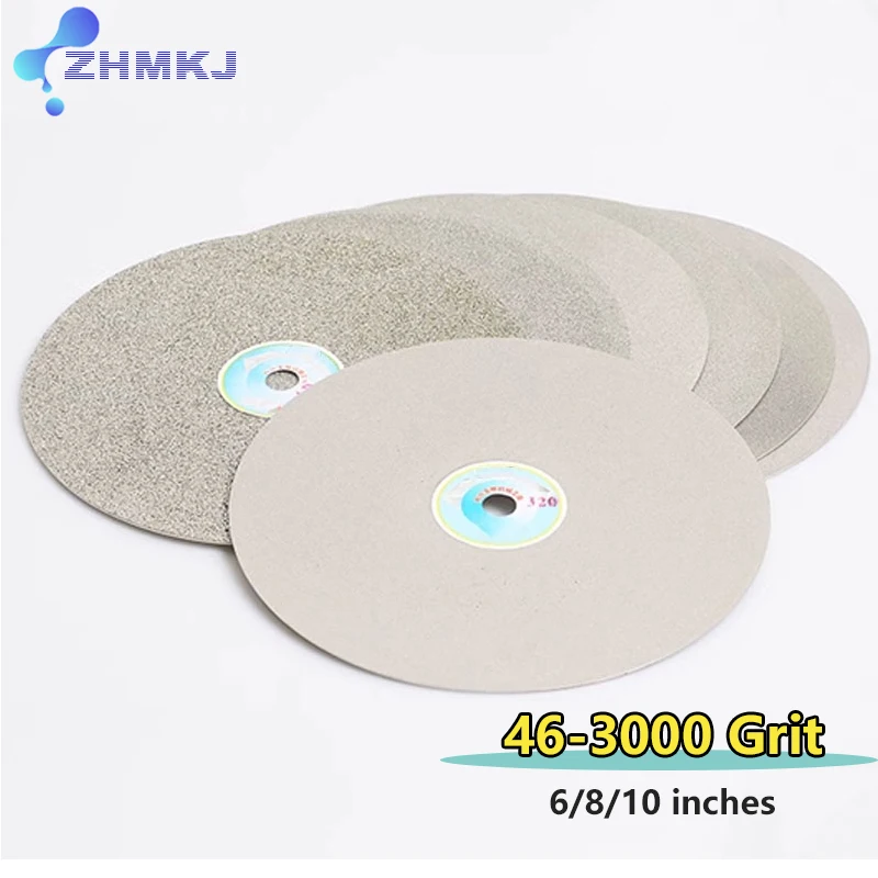 6/8/10 بوصة قرص تلميع الماس شقة اللفة طحن عجلة القرص اليشم كريستال حجر الزجاج لفات أداة 46 ~ 3000 حصى #1