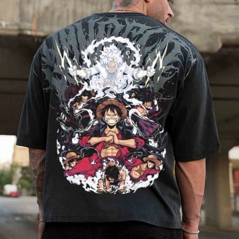 One Piece Collaboration YOUNGLA Amerikaanse heren korte mouw outdoor harajuku streetwear katoen premium afdrukken