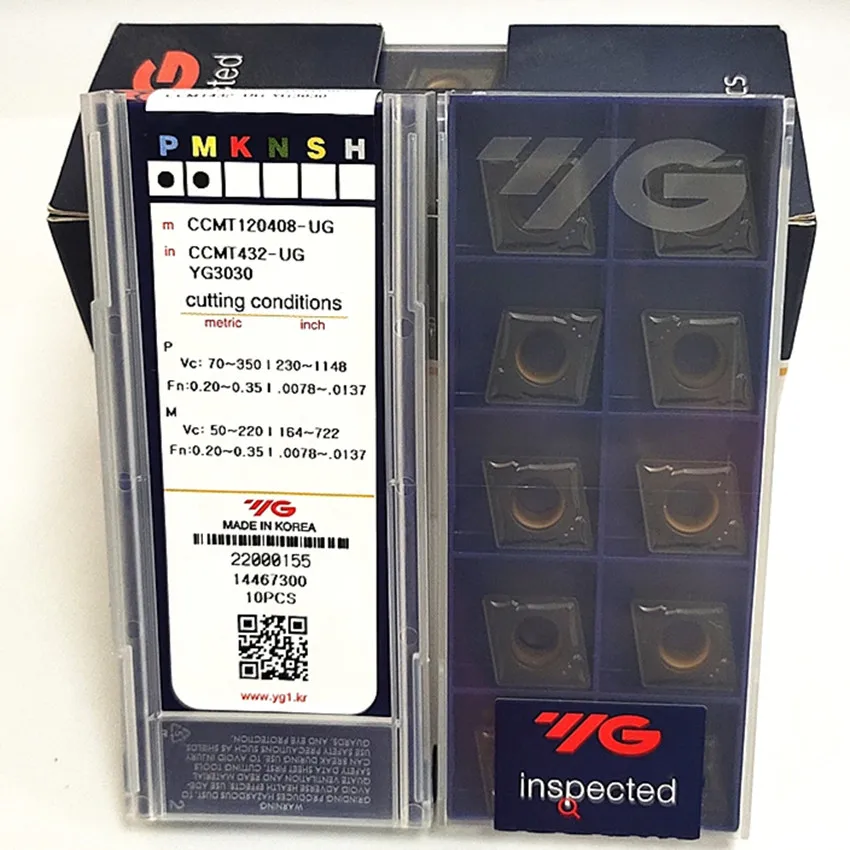CCMT120408-UG YG801/CCMT120404-UG YG3020/CCMT120408-UG YG3020/CCMT120408-UG YG3030 Original YG Carbide Inserts CNC Turning Inserts Lathe Cutter Tools 10PCS/BOX