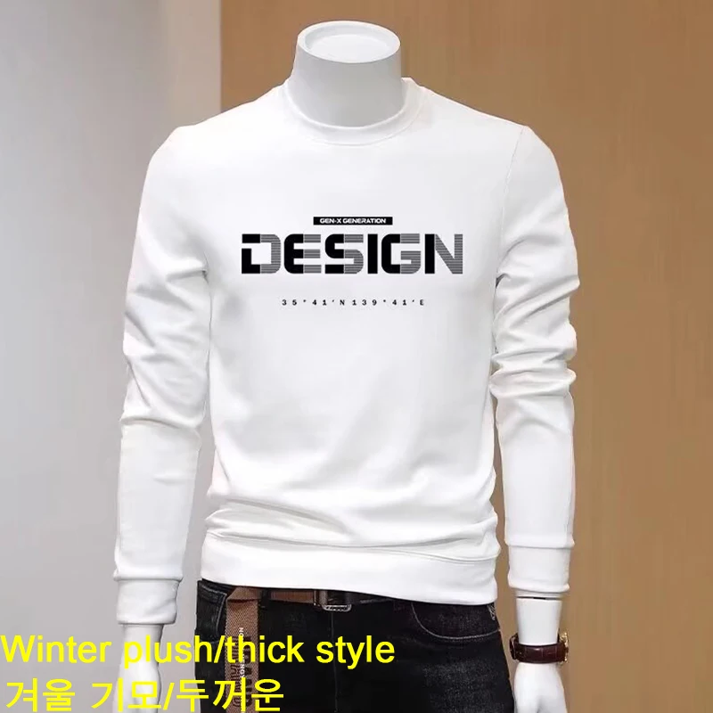 New Winter Men's Warm Plush Sweatshirt Japan Cartoon Printed O Neck Think Top Cotton Sweater Trendy Men Clothing  Anime Clothes