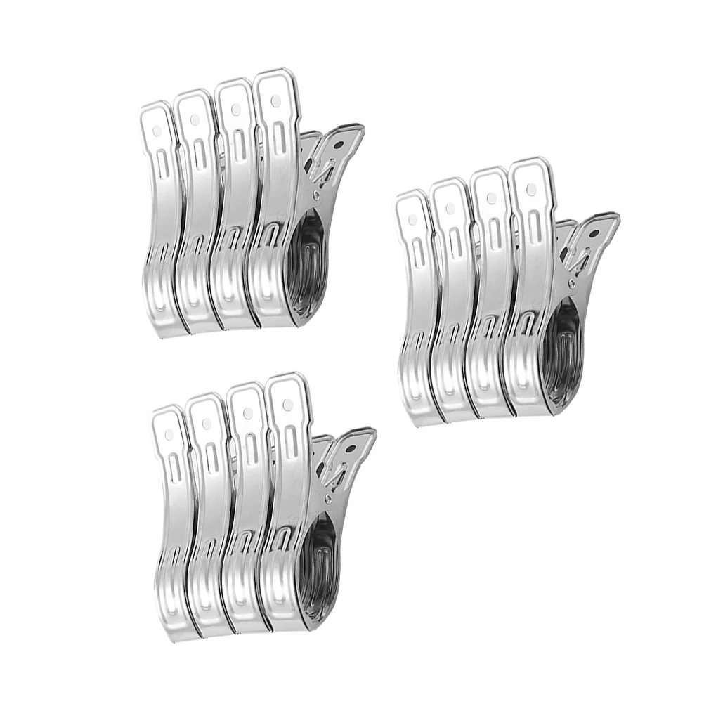 12 Pcs Stainless Steel Clip Quilt Clips Home Hanger Clothes Clamps Laundry Baskets Hanging Wall-mounted