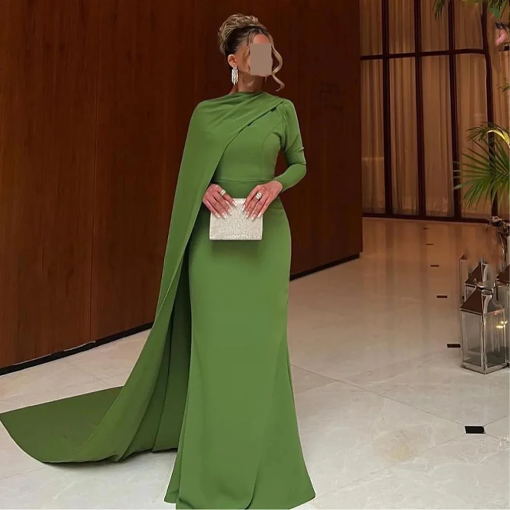 

Customized Casual Simple Retro Classic Evening Dresses Jersey Pleat Straight High Collar Long Dresses High quality Matching