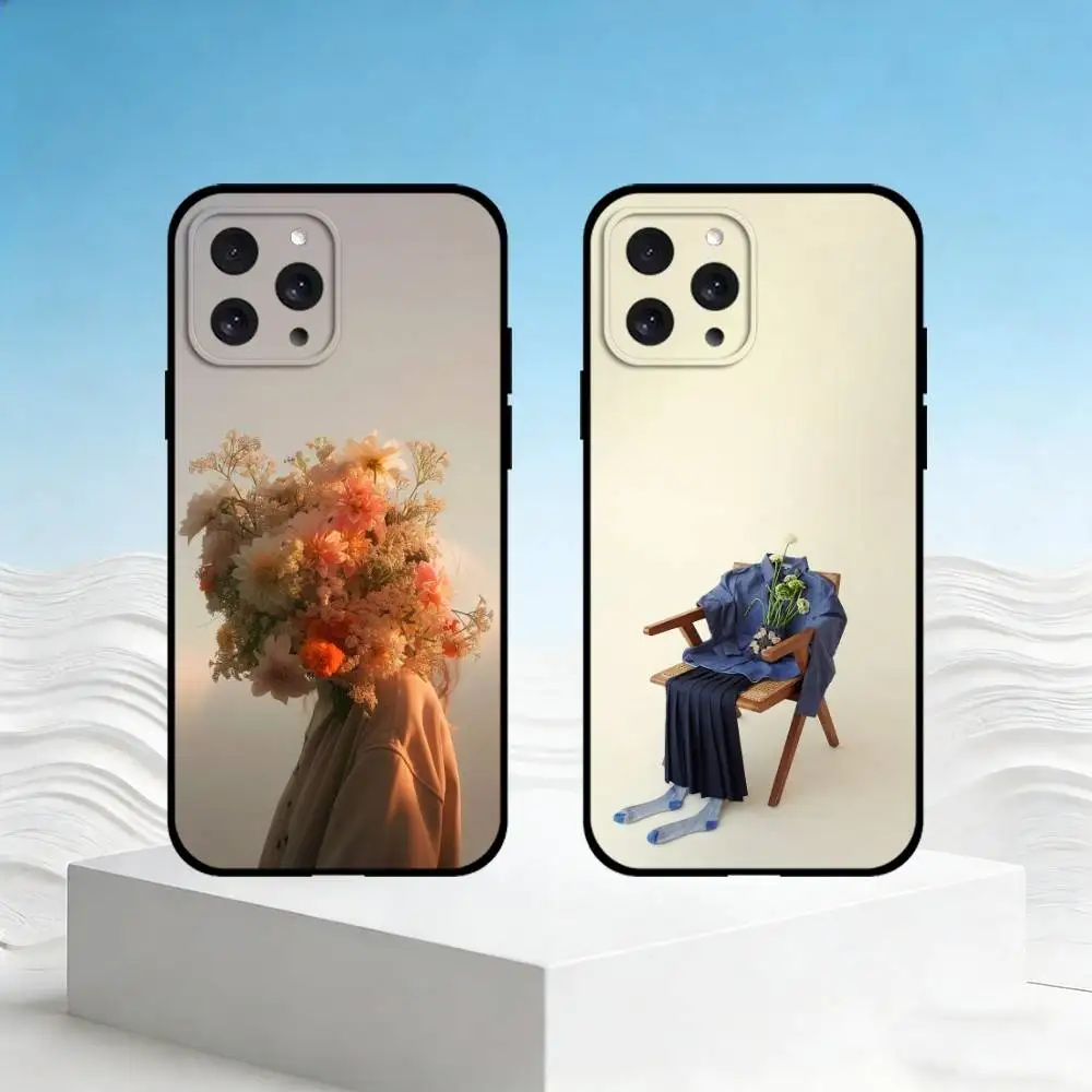 

C-Creative portrait art Phone Case For iPhone 17,16,15,14,13,12,11 Plus,Pro Max,SE4Soft Silicone Black Cover
