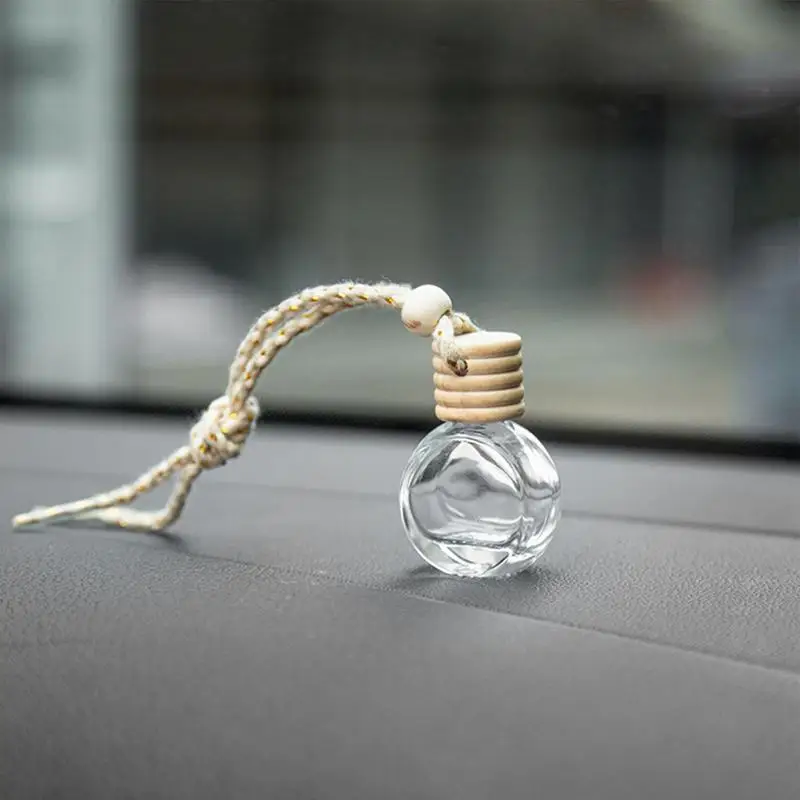 Car Hanging Glass Bottle Air Freshener Empty Bottle Aromatherapy Pendant Car Decoration Aromatherapy Ornament Home Decor