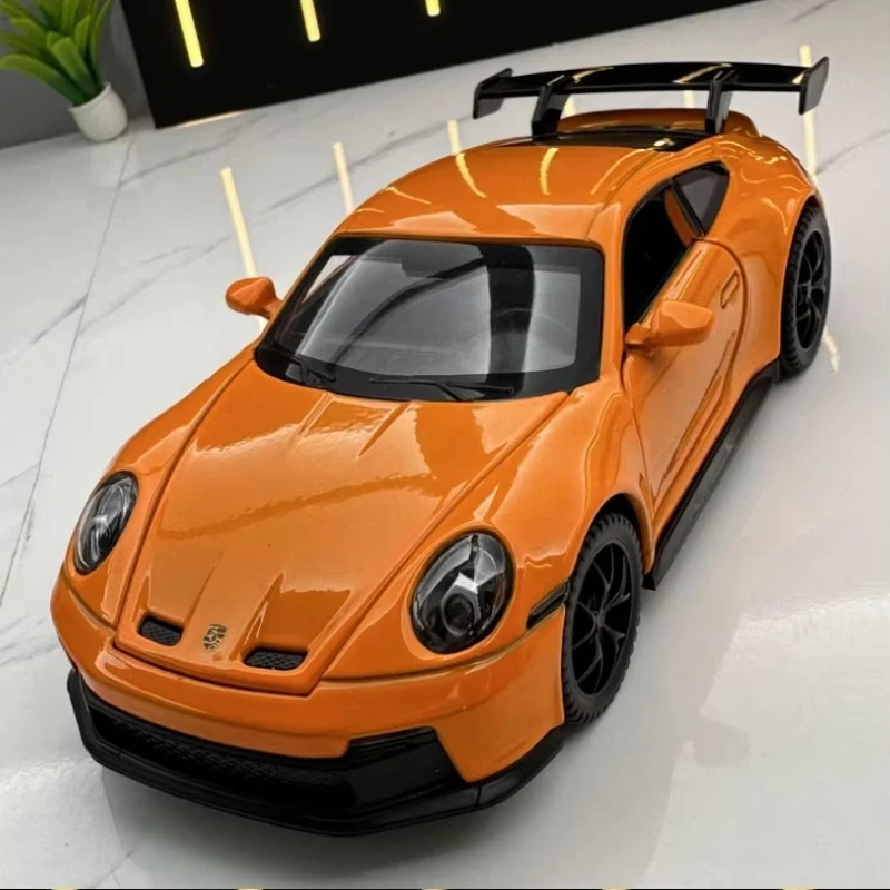 1:32 porsche 911 gt3 alta simulação diecast metal liga modelo carro som luz puxar para trás coleção crianças brinquedos presentes f582