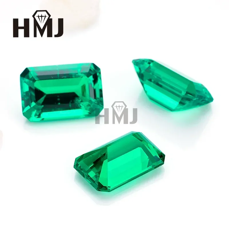 Hydrothermal Emerald Cut  Lab Grown Columbia Emeralds Hand Cutting Advanced Jewelry Making Materials 0.12-7ct AGL Certificate