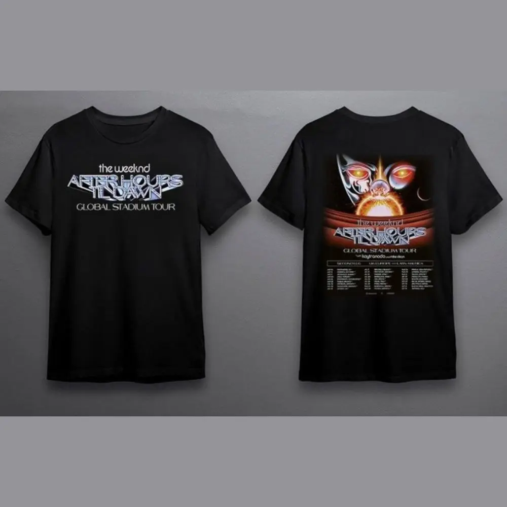 T-shirt à thème The Weeknd "After Hours Til Dawn Global Stadium Tour" – Vêtements graphiques rétro futuristes et liste de dates du tourisme