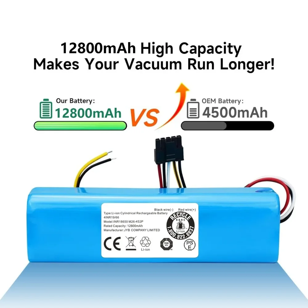 

Rechargeable 12800mAh 14.4V Li-ion Battery Compatible with Conga 4090 4490 4590 4690 Robot Vacuum Cleaner