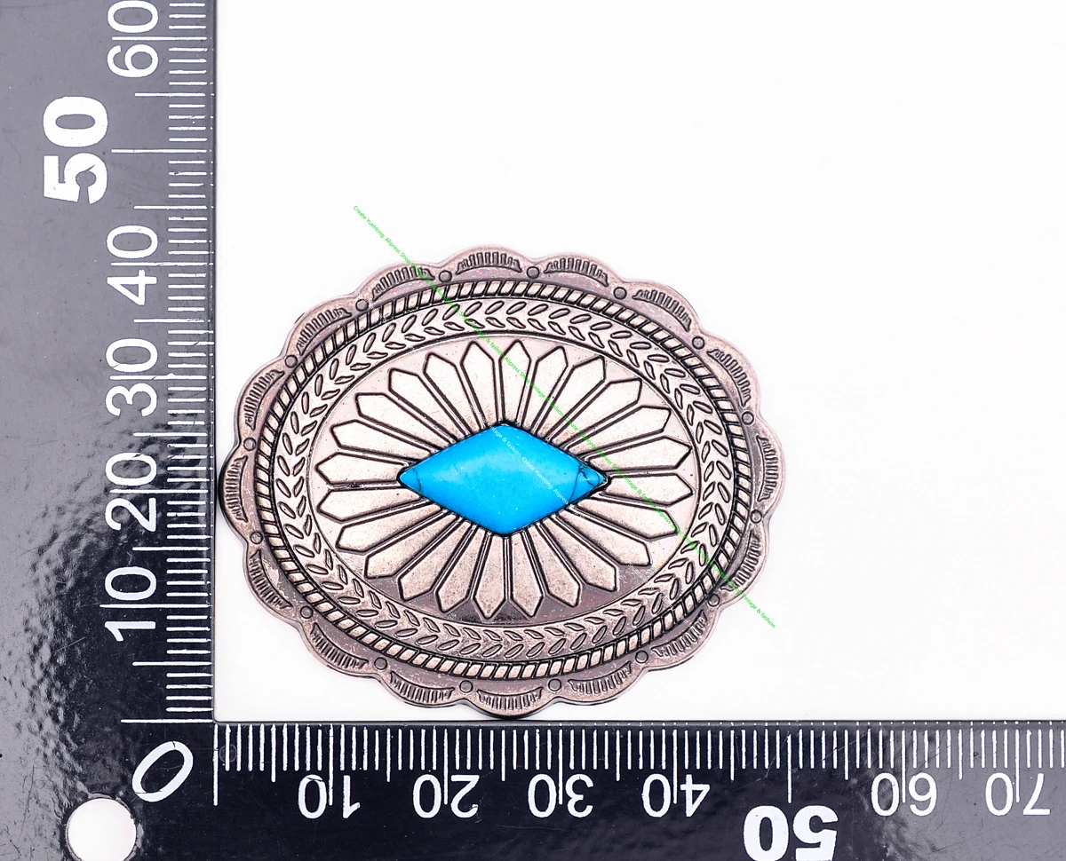 Dw2336 6pcs antikes Silber indische ethnische Sonnenblume Türkis Western Concho Gürtel Leder handwerk Handtasche oval Concho Knopf Dekor – Detail 19