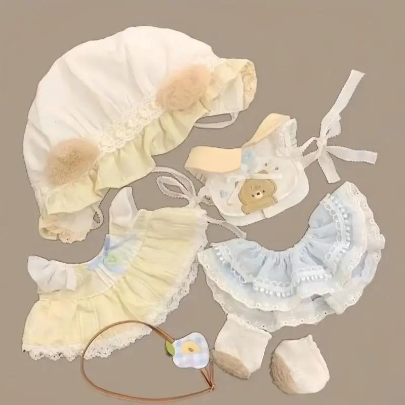 Ropa de muñeca de algodón de 20 cm, lindo conjunto de repuesto para muñeca conejo
