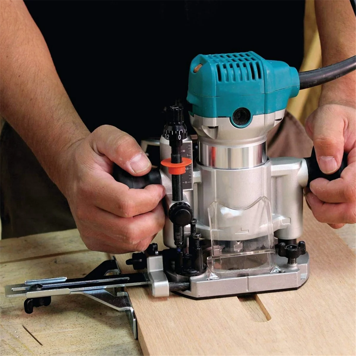 

New Adjustable Trimming Machine with Plunge Router Base,Double Handle,Heavy-Duty Milling Power Tool for Precision Woodworkin