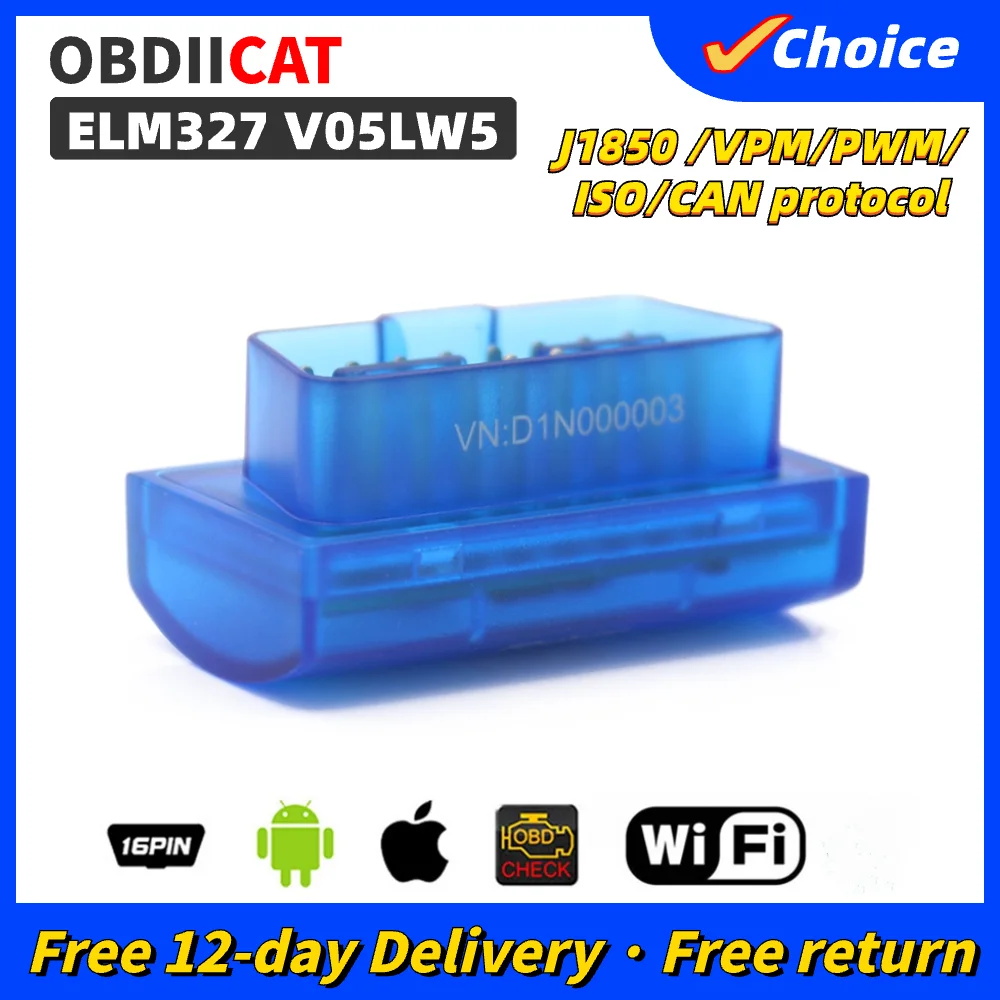 V05LW5 With WIFI OBD2 Car Diagnostic Tool ELM 327 Bluetooth For Android/IOS For OBDII Protocol