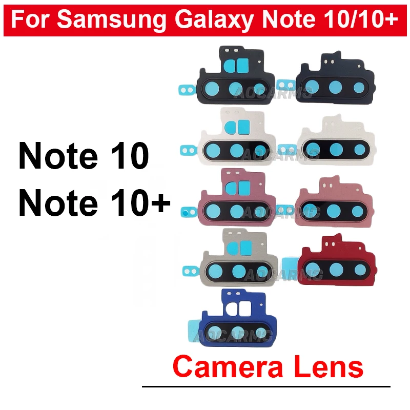 Rear Back Camera Lens With Frame Black White Blue Pink +Sticker Replacement Part For Samsung Galaxy Note10 10Plus