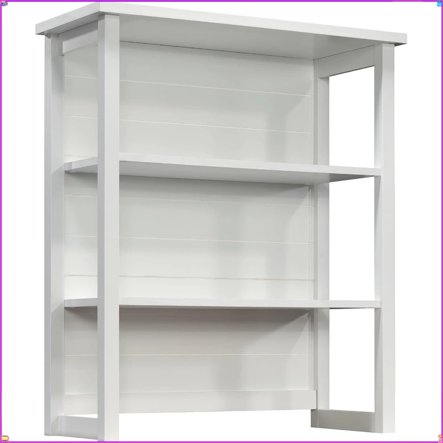 Современный белый библиотечный шкаф с двумя фиксированными полками для кабинета в гостиной