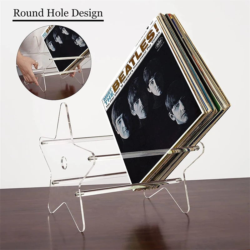 Transparent Acrylic Vinyl Record Display Holders Star Album Stand LP Storage Racks CD Case Organizer Table Books Storage Display