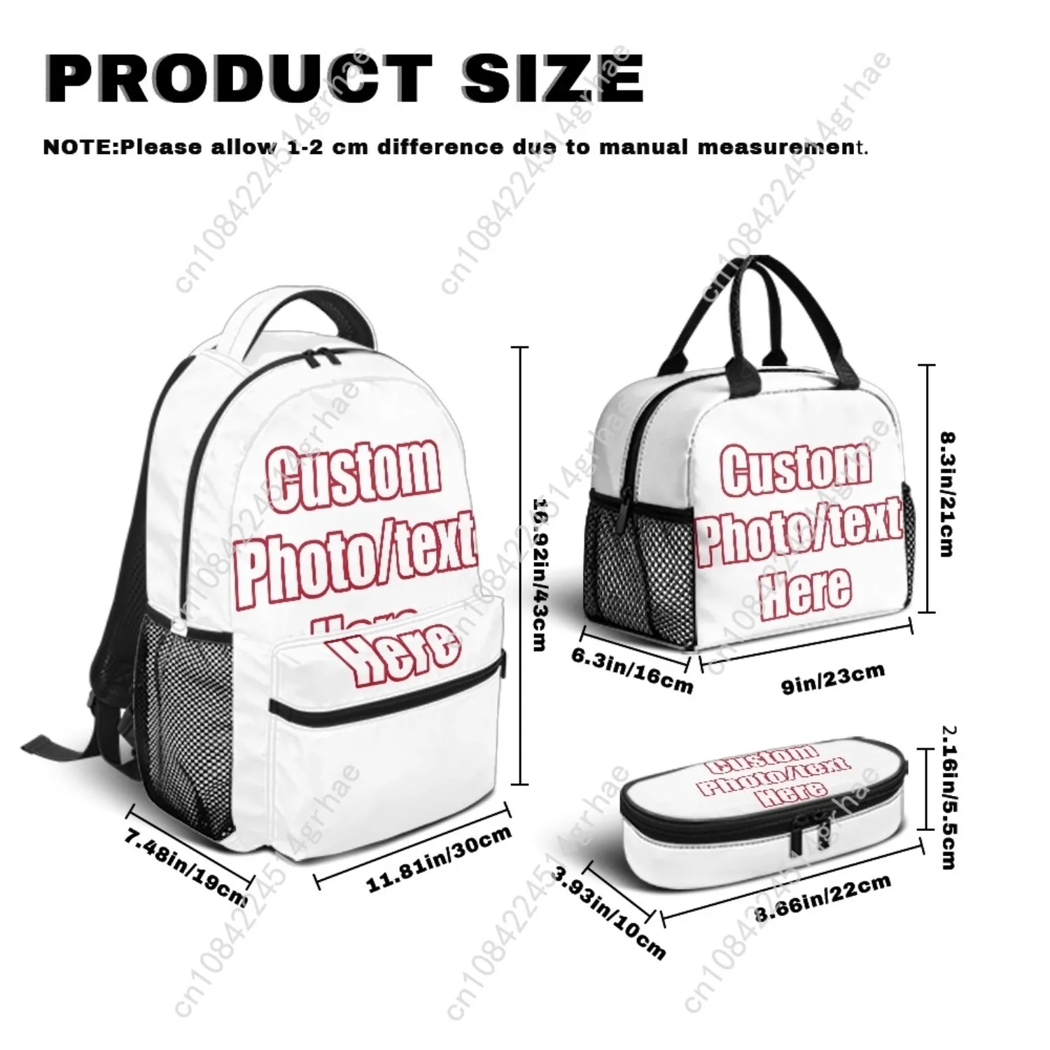 Funny Retro 80s 90s Icons Custom Leisure All-Over Print 3-Piece Backpack Set (Includes Backpack, Lunch Bag, and Pencil Case) - view 5