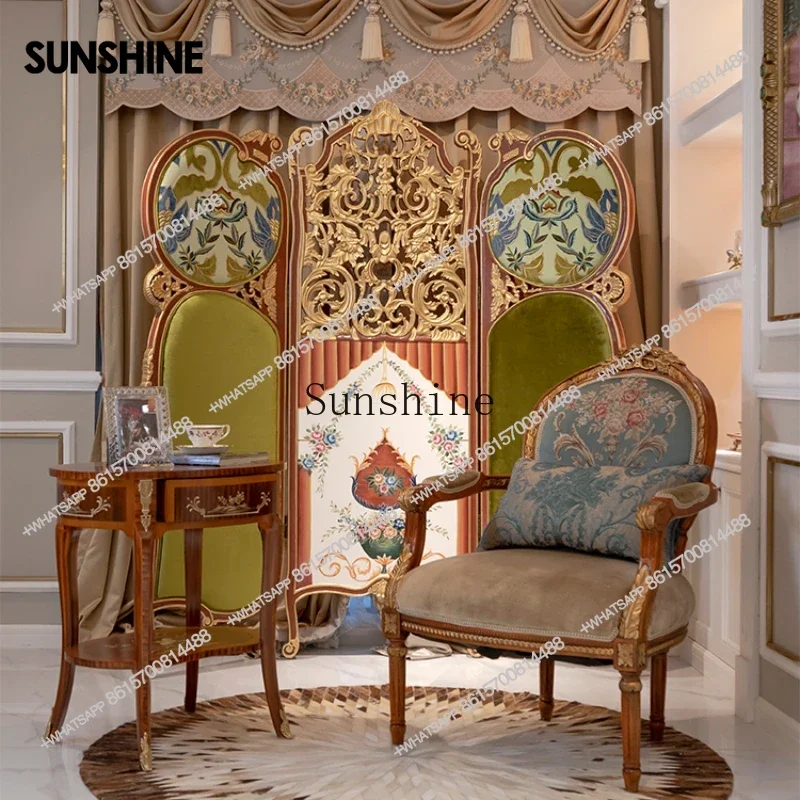 Solid wood painted screen sticker gold foil partition bedroom decorationX