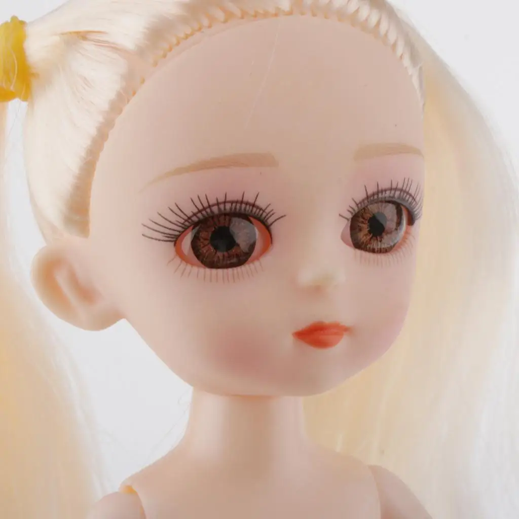 16 センチメートル柔軟な 13 関節ヌードガール人形ボディモデル白い三つ編み