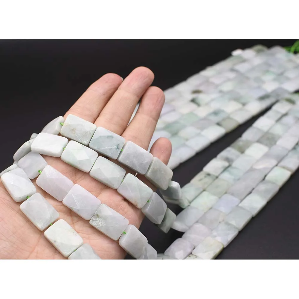 

13x18mm Natural Faceted Burma jade rectangle shape Stone Beads For DIY necklace bracelet jewelry make 15 "free delivery