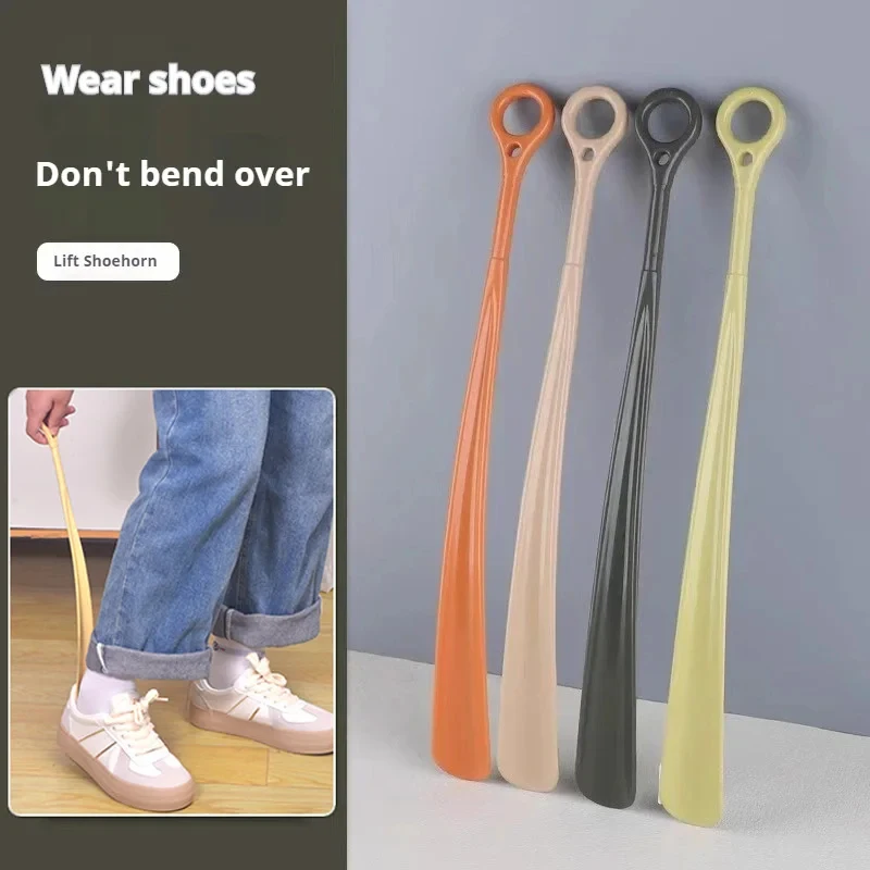 1 unidad de calzador de mango largo de 47 cm con anillo para colgar, para mujeres embarazadas y personas mayores, utensilio doméstico para calzarse sin esfuerzo.