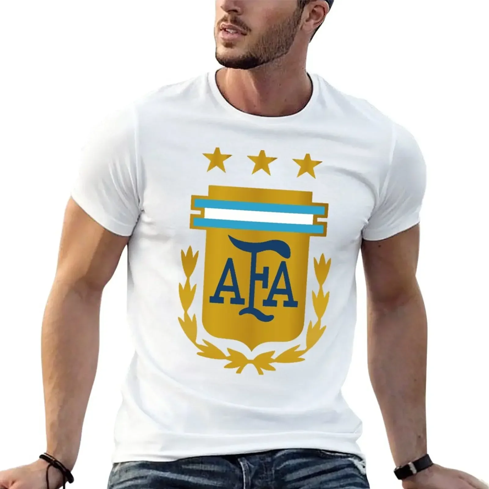 Argentina National Emblem 3D printed T-shirt, men\'s casual fashion simple lightweight breathable quick drying top, Asian size