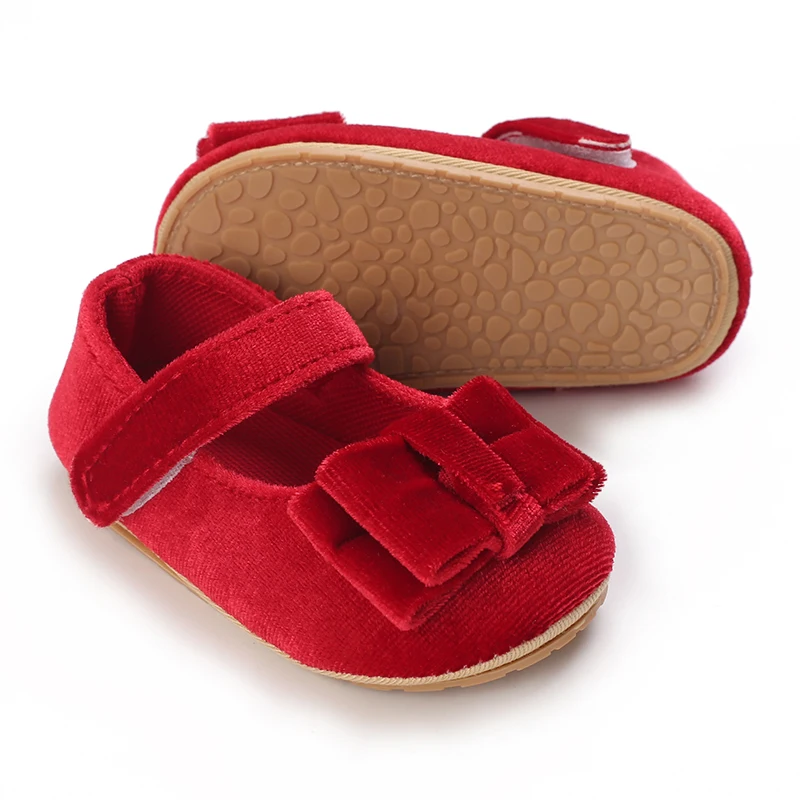 New Fashion Newborn Red Baby Shoes Non-slip Cloth Bottom Shoes For Girls Elegant And Noble Leisure Baby First Walking Shoes