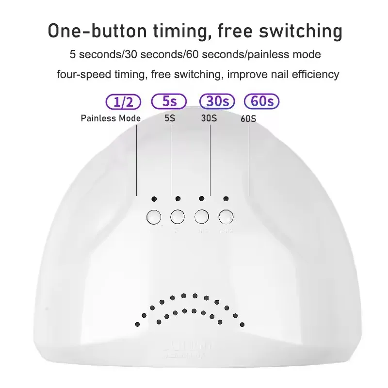 مصباح أظافر محمول بقدرة 48 وات لطلاء الجل - مجفف إضاءة بالأشعة فوق البنفسجية/LED سريع المعالجة مع 3 مؤقتات، للمنزل والصالونات مانيكير والباديكير