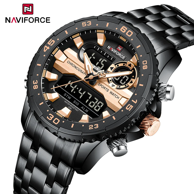 

NAVIFORCE Men's Quartz Analog LCD Digital Watch Date Display Wristwatch Male Casual Sports Waterproof Clock Gifts for Boyfriends